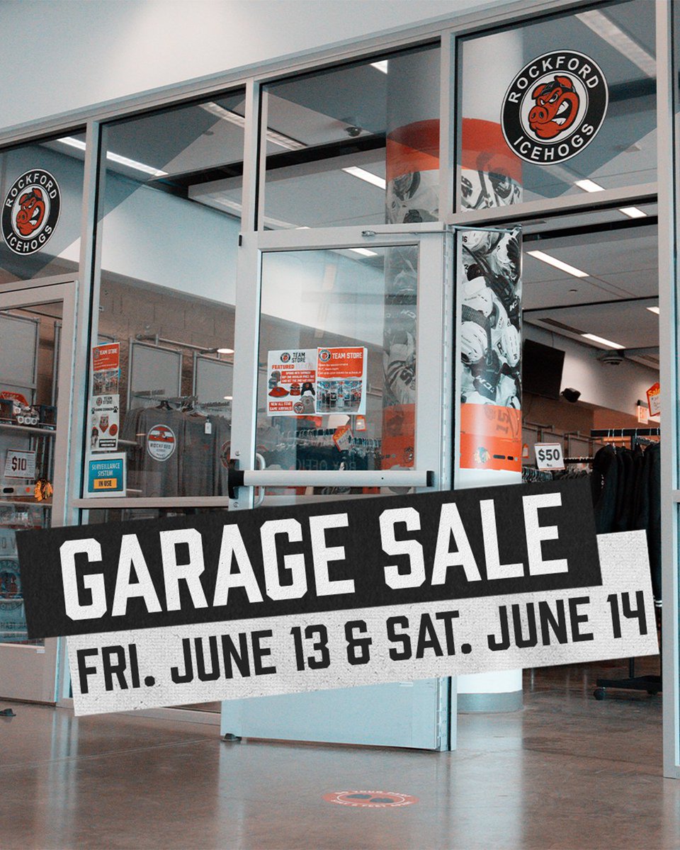 x - Rockford IceHogs (@goicehogs) on Twitter photo Only 1 more week until our annual Garage Sale π·
ποΈ June 13th (9-5)
ποΈ June 14th (9-Noon)
π <a href="/BMOCenter/">BMO Center</a>
Don't miss your chance to snag discounted IceHogs and Blackhawks apparel and collectibles as well as game-used sticks and more!!
π: shorturl.at/9Wr7b Only 1 more week until our annual Garage Sale π·
ποΈ June 13th (9-5)
ποΈ June 14th (9-Noon)
π <a href="/BMOCenter/">BMO Center</a>
Don't miss your chance to snag discounted IceHogs and Blackhawks apparel and collectibles as well as game-used sticks and more!!
π: shorturl.at/9Wr7b