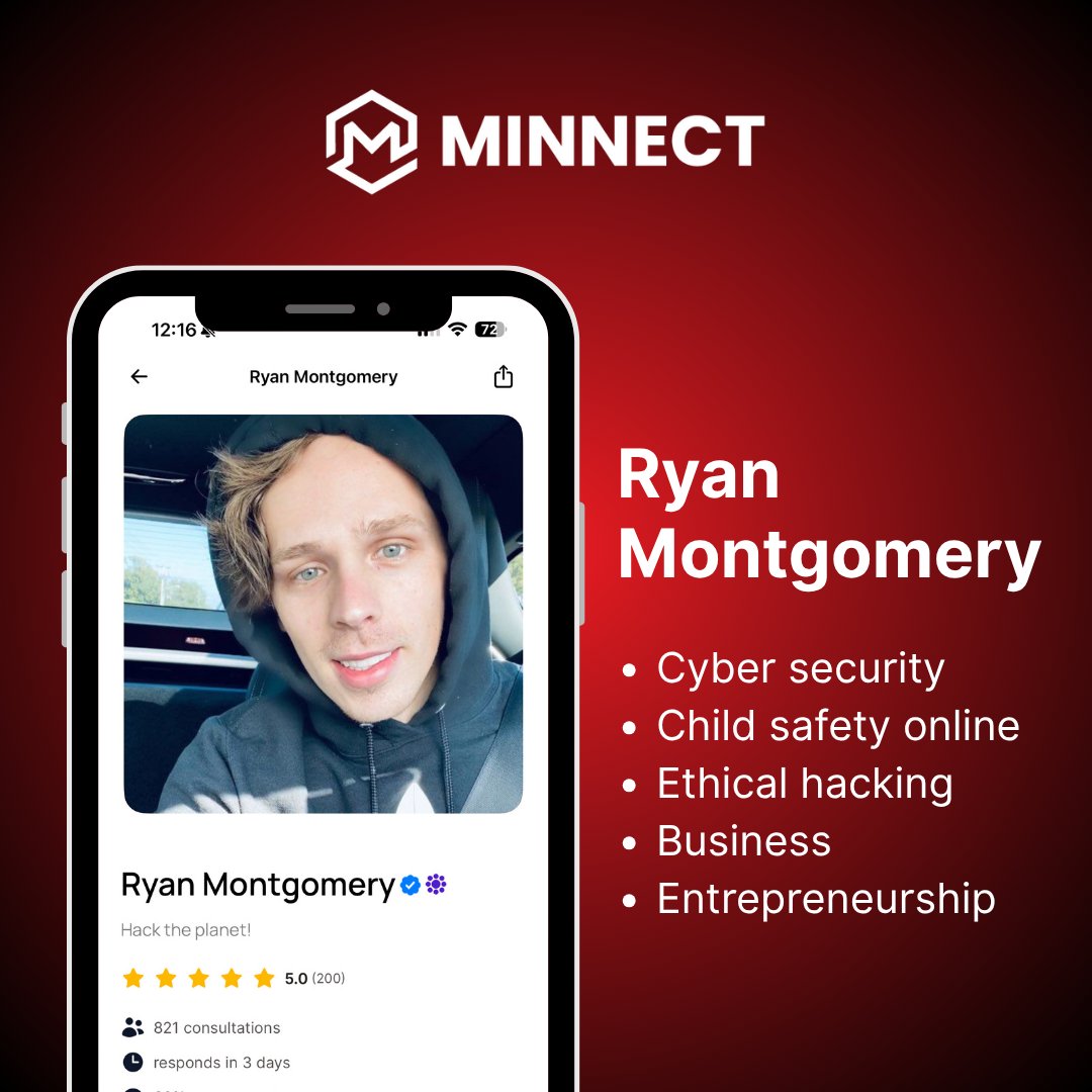 Minnect (@theminnectapp) on Twitter photo Cybersecurity expert. Ethical Hacker. Digital guardian. 🧠💻
<a href="/0dayCTF/">Ryan M. Montgomery</a> is on Minnect ready to answer your questions on protecting your data, your privacy, your business and even your kids from online threats!
Got something to secure? 🔐
Minnect Ryan now. Cybersecurity expert. Ethical Hacker. Digital guardian. 🧠💻
<a href="/0dayCTF/">Ryan M. Montgomery</a> is on Minnect ready to answer your questions on protecting your data, your privacy, your business and even your kids from online threats!
Got something to secure? 🔐
Minnect Ryan now.