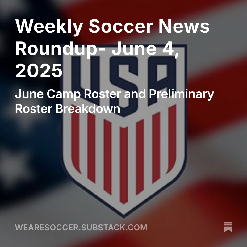 This week's Free Kick Newsletter is out!! It's all about the #USMNT 60-Player Preliminary Roster. Starting with the Goalkeepers!
#Soccer #USA #GoldCup #WeAreSoccer
wearesoccer.substack.com/p/weekly-socce…