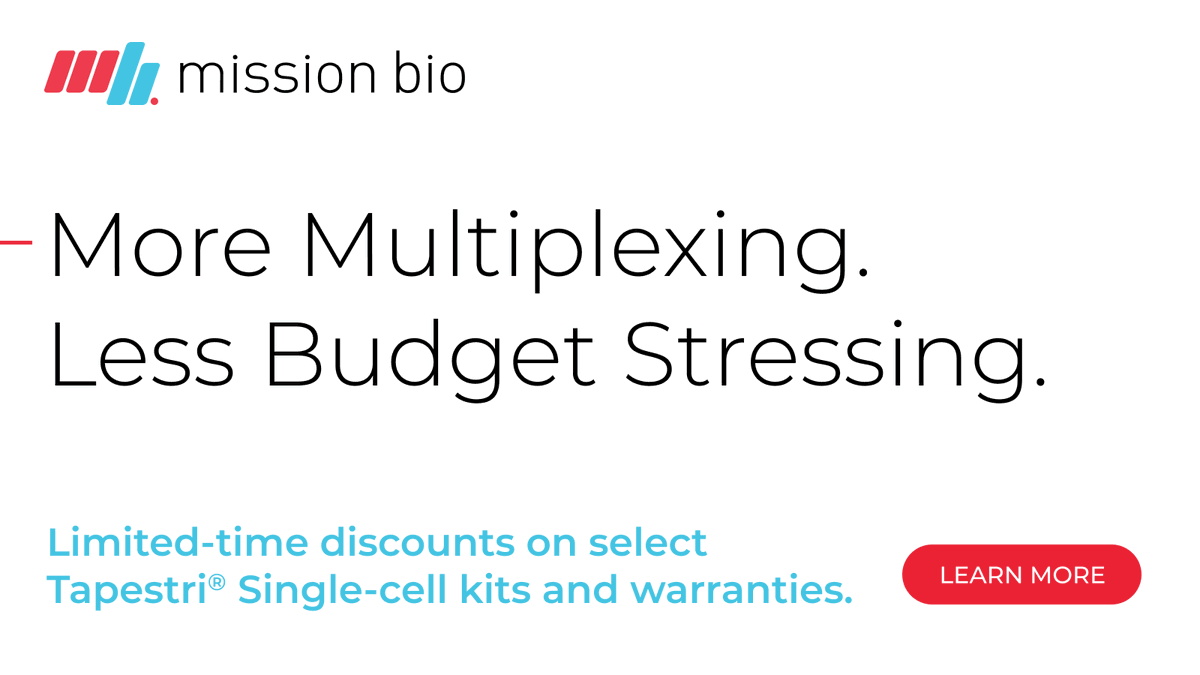 💸 Budget tight? We’ve got your back.

Mission Bio is offering limited-time discounts on Tapestri® kits and warranties to help academic and non-profit labs stretch their budgets further — and still generate high-impact single-cell data.

Learn more 👉 bit.ly/4jBDx8j