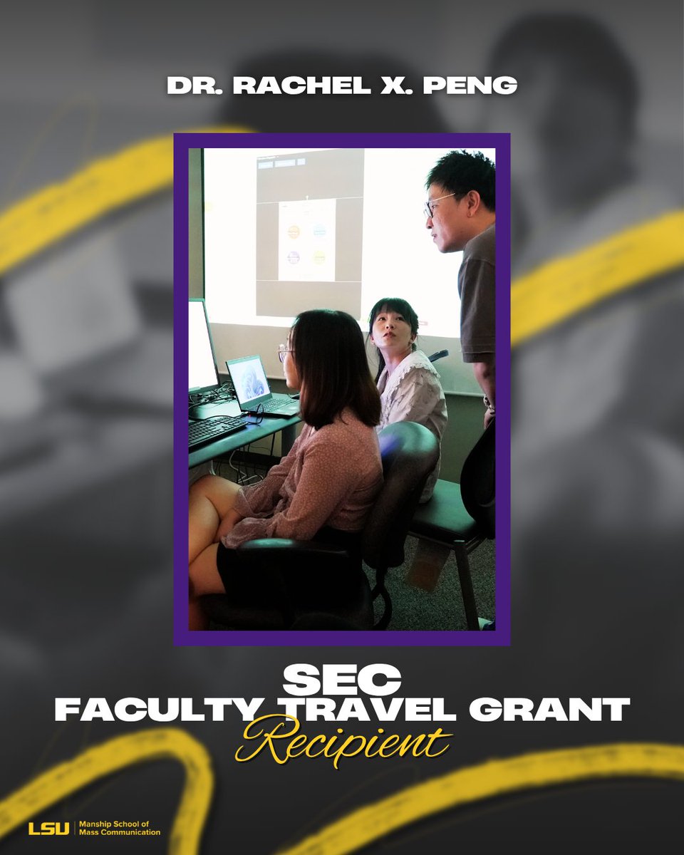 LSU Manship School of Mass Communication (@manshipschool) on Twitter photo Congratulations to Dr. Rachel X. Peng on receiving a 2025-2026 <a href="/SEC/">Southeastern Conference</a> Faculty Travel Grant for her project, âCross-Institutional Collaboration on AI and User Engagement in Media Environmentsâ
The SEC Faculty Travel Program was established in 2012 and aims to foster relationships Congratulations to Dr. Rachel X. Peng on receiving a 2025-2026 <a href="/SEC/">Southeastern Conference</a> Faculty Travel Grant for her project, âCross-Institutional Collaboration on AI and User Engagement in Media Environmentsâ
The SEC Faculty Travel Program was established in 2012 and aims to foster relationships