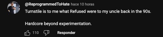 Este comment en la presentación de Turnstile en Fallon me pegó directito en la edad.