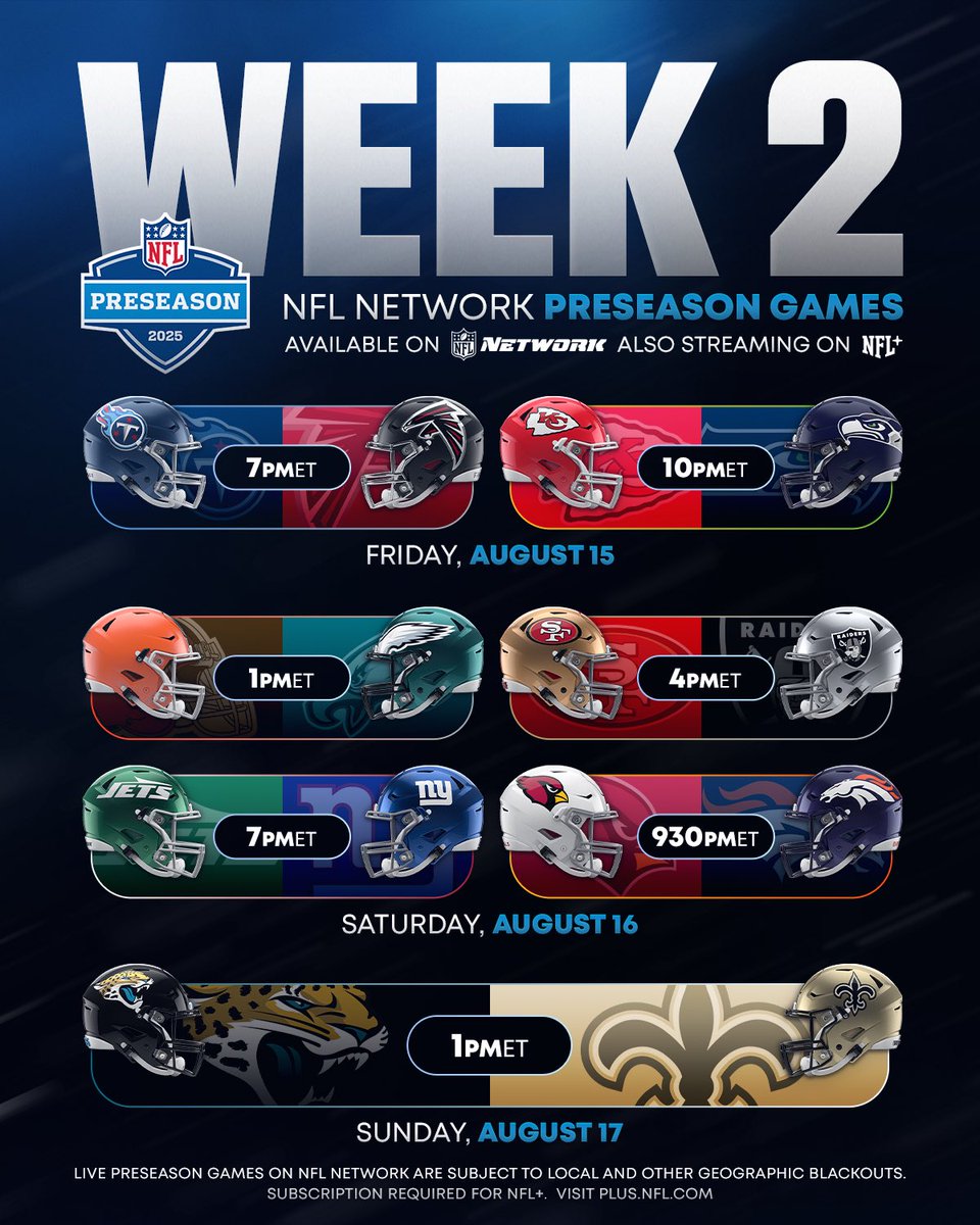 nflnetwork's tweet image. NFL Network to carry 21 live games during 2025 preseason