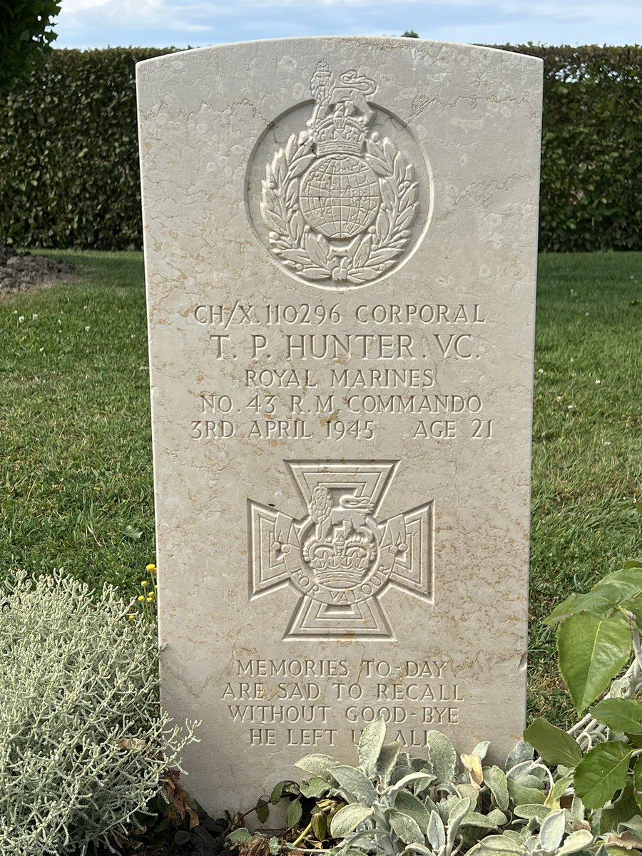 WW2 cemeteries in Northern Italy include Argenta Gap, the resting place for 2 extraordinary warriors: Major Lassen VC - a rare non Commonwealth recipient - and Corporal Hunter VC, Royal Marines. Both died during brutal fighting in the Comacchio Lagoon region early in 1945. @cwgc