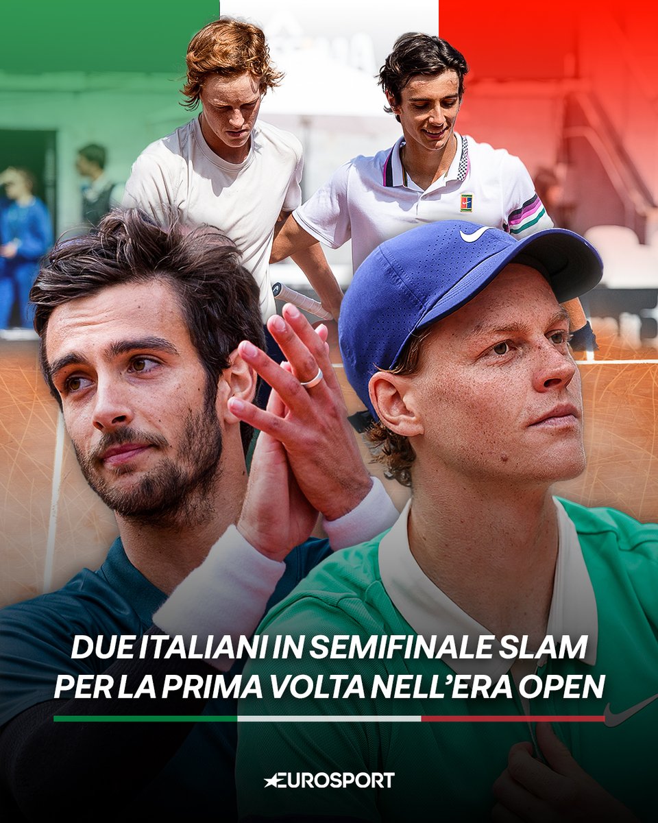 Eurosport_IT's tweet photo. È il nostro momento 💚🤍❤️

Sinner e Musetti portano all’Italia un nuovo record nell’era Open: due azzurri in semifinale Slam!

Ci erano riusciti solo Pietrangeli e Sirola al Roland Garros del 1960 🔙

#EurosportTENNIS #RolandGarros https://t.co/ggCMnYg5t8