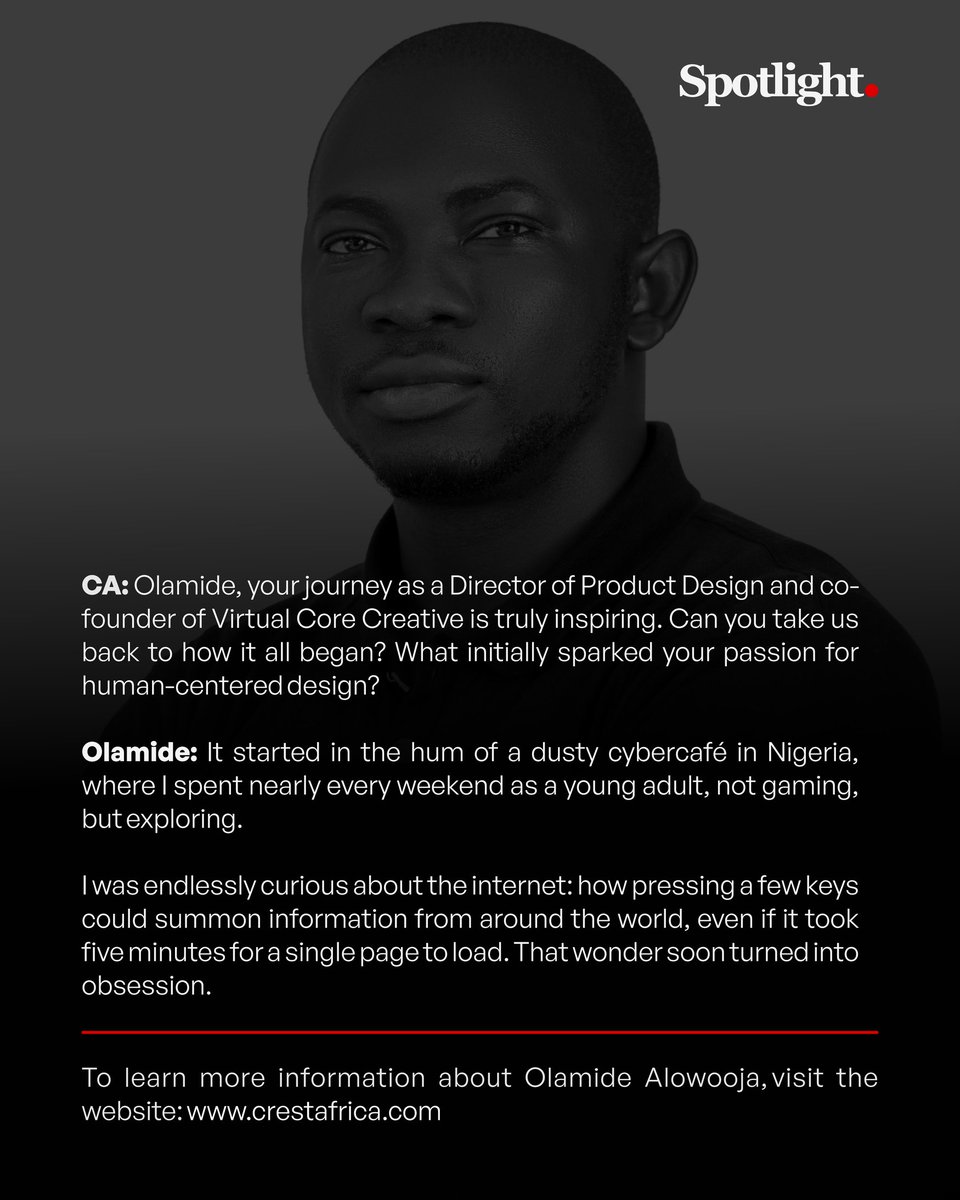 Meet Olamide Alowooja @alowooja.olamide
From a dusty Nigerian cybercafé to the global design stage, Olamide’s story is a masterclass in passion, purpose, and persistence.

As the Director of Product Design and co-founder of Virtual Core Creative, he’s shaped a path that not only