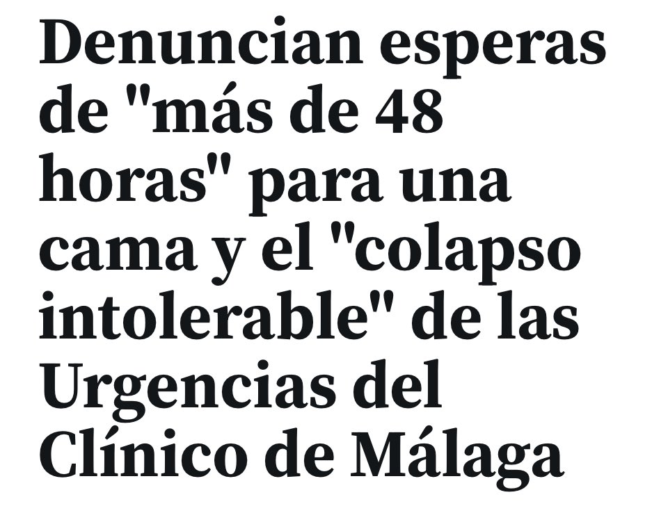 Los amiguetes del consejero de salud de #Andalucia está dando sus frutos para la privada . 
Denuncian esperas de "más de 48 horas" para una cama y el "colapso intolerable" de las Urgencias del Clínico de Málaga
Los seis sindicatos exigen la "dimisión inmediata" del gerente