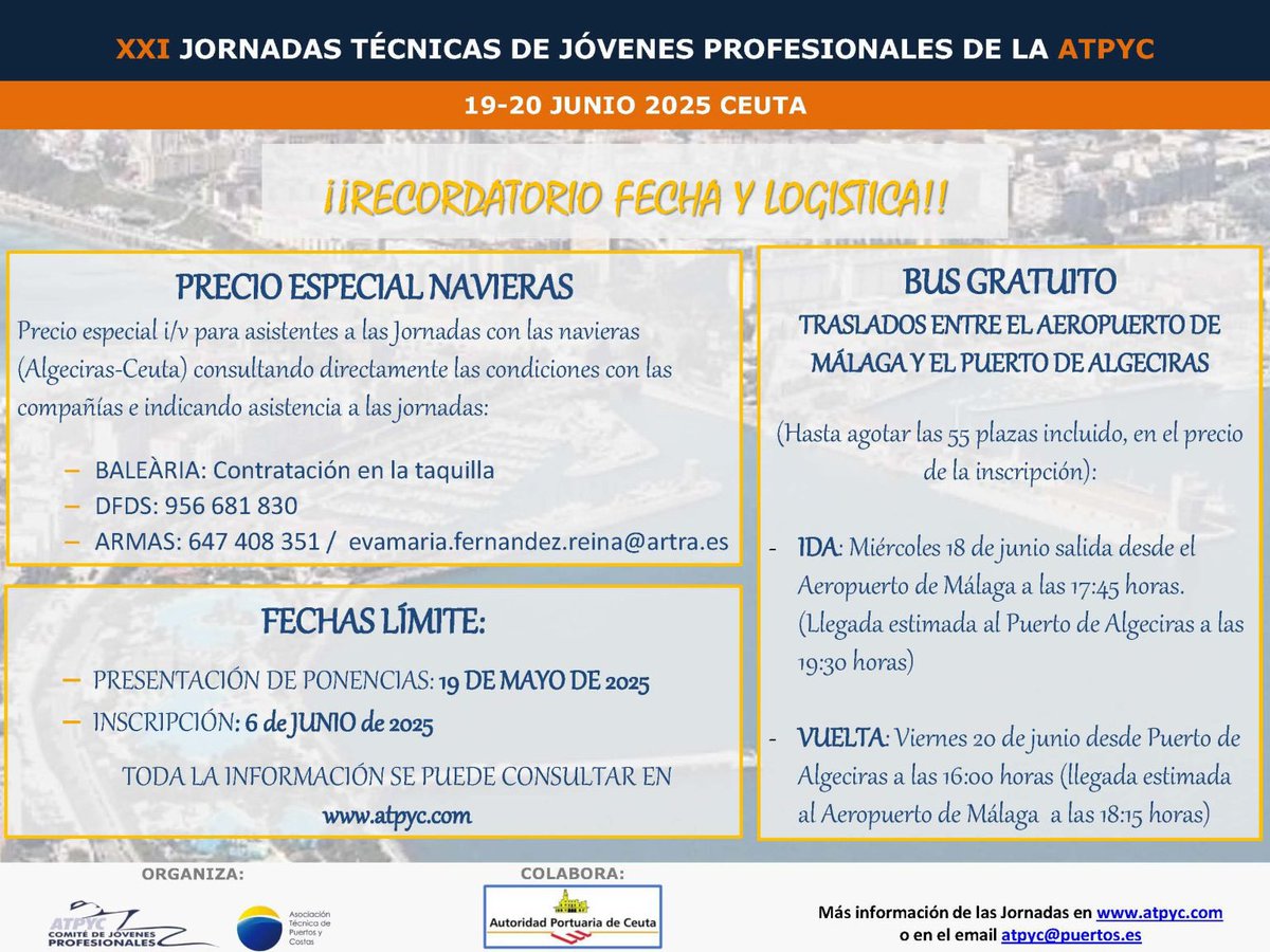 ⏳ Últimos días de inscripción a las XXI Jornadas de Jóvenes Profesionales de la ATPYC. ¡Hasta el 6 de junio!

ℹ️ Consulta toda la info en: 
atpyc.com/eventos/xxi-jo…