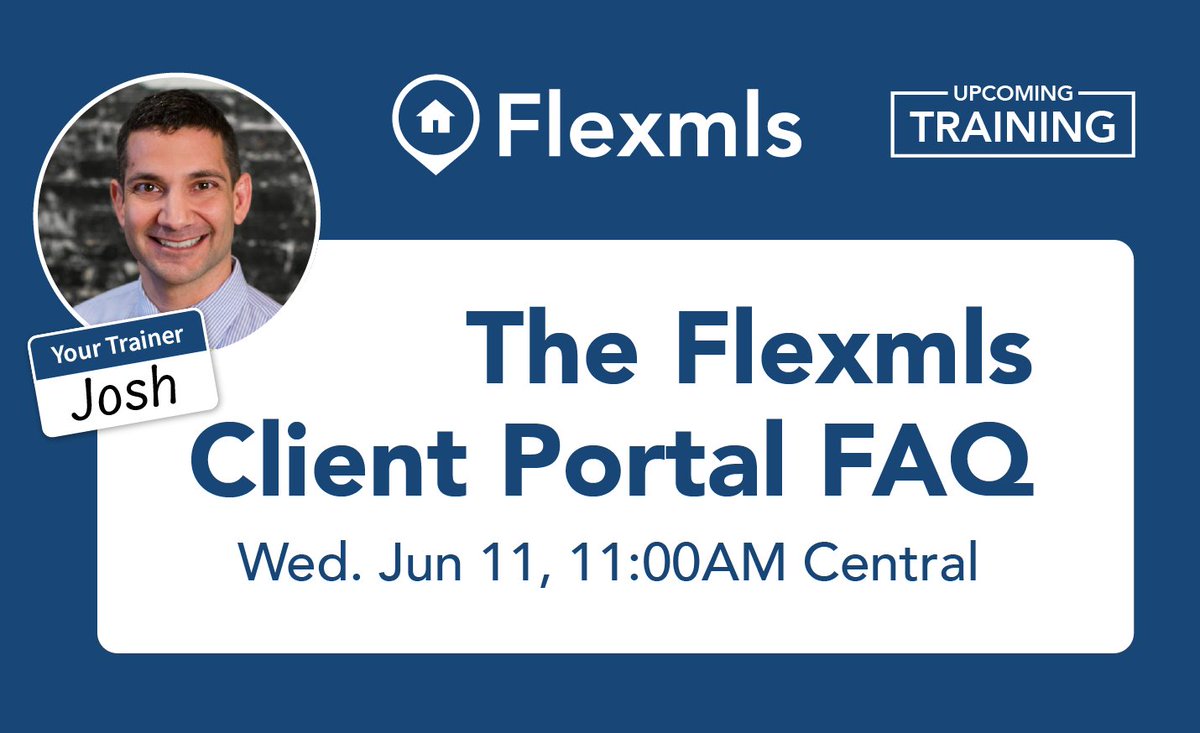 Are you getting the most out of your Flexmls Client Portal? 
In this webinar, we'll cover top FAQs - from reviewing contact activity within the portal, to using the Portal and Subscriptions together, to customizing your portal preferences. Save your spot - bit.ly/3HrNo35