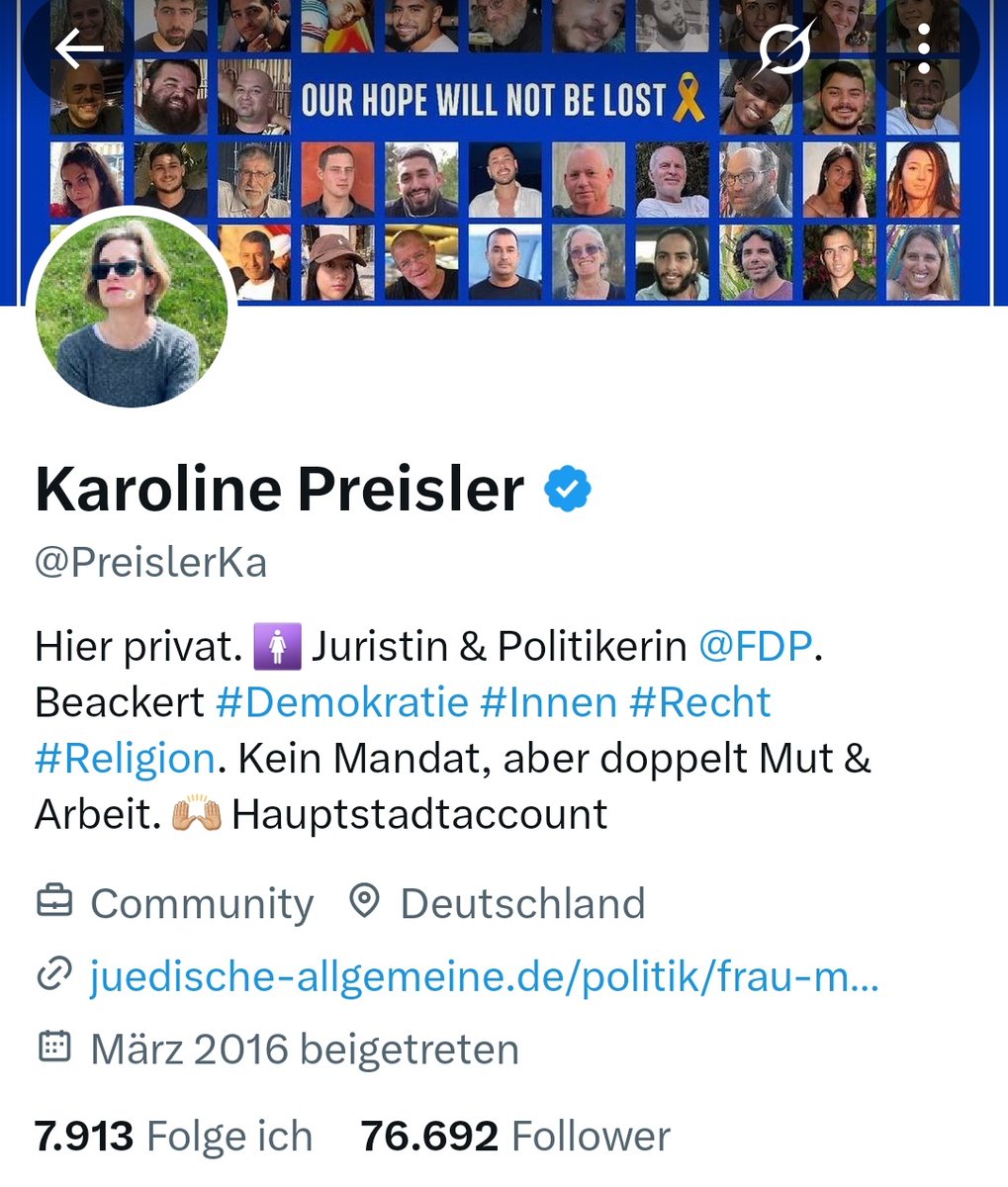 😎lly-Land #BringThemHomeNow 🎗 #Hasbara (@oliverskberlin) on Twitter photo Liebe Kameradin Dani <a href="/d_huepenbecker/">Dani Hüpenbecker ✡️🇮🇱🎗💙</a> 🫡,
Frau <a href="/PreislerKa/">Karoline Preisler</a> ist eine eher politisch links orientierte Dame.
Wie in jedem demokratischen Staat gibt es linke und rechte Strömungen. Auch in <a href="/Israel/">Israel ישראל</a>.
Der Tag, an dem ick Dich im Mutterland 🇮🇱 in Empfang nehme, wird kommen 🕶.
Mit Liebe Kameradin Dani <a href="/d_huepenbecker/">Dani Hüpenbecker ✡️🇮🇱🎗💙</a> 🫡,
Frau <a href="/PreislerKa/">Karoline Preisler</a> ist eine eher politisch links orientierte Dame.
Wie in jedem demokratischen Staat gibt es linke und rechte Strömungen. Auch in <a href="/Israel/">Israel ישראל</a>.
Der Tag, an dem ick Dich im Mutterland 🇮🇱 in Empfang nehme, wird kommen 🕶.
Mit