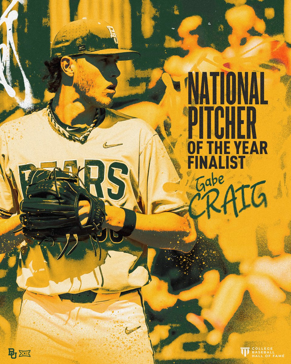 It was always Gabe Craig 🔥

<a href="/gabemcraig/">Gabe Craig</a> has been named a 𝗙𝗜𝗡𝗔𝗟𝗜𝗦𝗧 for the 2025 College Baseball Foundation National Pitcher of the Year Award! 

#SicEm 🐻⚾️ | #Together