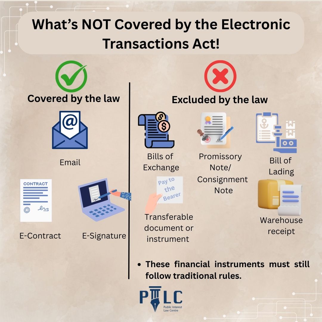 pilcmv's tweet photo. Stay informed and transact smart and safe.Know what’s covered and what’s not covered under Electronic Transactions Act.
#DigitalAwareness #ElectronicTransactions #KnowYourRights #SmartTransactions #DigitalIsLegal #SecureTransactions https://t.co/cLAUsoYoyI