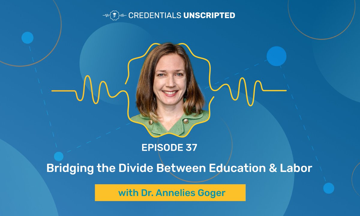 Instructure's tweet image. Why is there a gap between the skills employers need and what higher ed delivers? 💡
 
Dr. Annelies Goger. Fellow at @BrookingsInst, joins #CredentialsUnscripted to explore earn-and-learn models, skills frameworks, and more.
 
🎧 bit.ly/4kRyGkw

#EdTech #Parchment