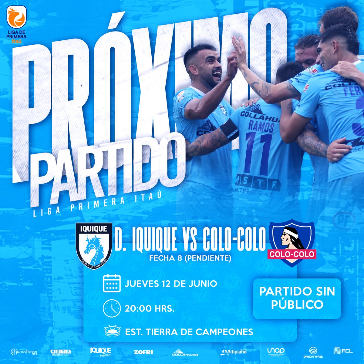🐲🔜 PRÓXIMO PARTIDO | El momento es difícil, pero debemos levantarnos porque aún queda camino. Colo-Colo será nuestro rival, en casa, sin público, pero con el aliento de todos los celestes que nos estarán acompañando desde todos los rincones de la región y el país.

¡Somos