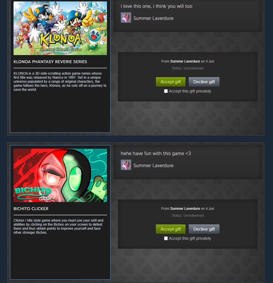 i wanna thank  my bestie summy for buy this aweosme gifts is time to cry again with klonoa games XDD but adventures with <a href="/BichitoClicker/">Bichito Clicker</a>  will cheer me up