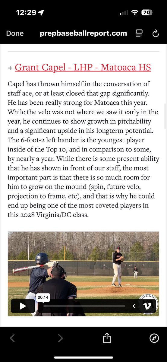 Grant Capel (@grantcapel10) on Twitter photo Thank you to <a href="/PrepBaseballVA/">Prep Baseball Virginia/DC</a> for the encouraging write up once again. I am blessed and extremely humbled to be ranked as the #6 overall player in my class.
<a href="/A_MooreTheCoach/">Andre Moore</a> <a href="/RBAWest/">RBA West</a> <a href="/MatoacaBaseball/">Matoaca Baseball</a> <a href="/Reese_bm/">Reese Manning</a> Thank you to <a href="/PrepBaseballVA/">Prep Baseball Virginia/DC</a> for the encouraging write up once again. I am blessed and extremely humbled to be ranked as the #6 overall player in my class.
<a href="/A_MooreTheCoach/">Andre Moore</a> <a href="/RBAWest/">RBA West</a> <a href="/MatoacaBaseball/">Matoaca Baseball</a> <a href="/Reese_bm/">Reese Manning</a>
