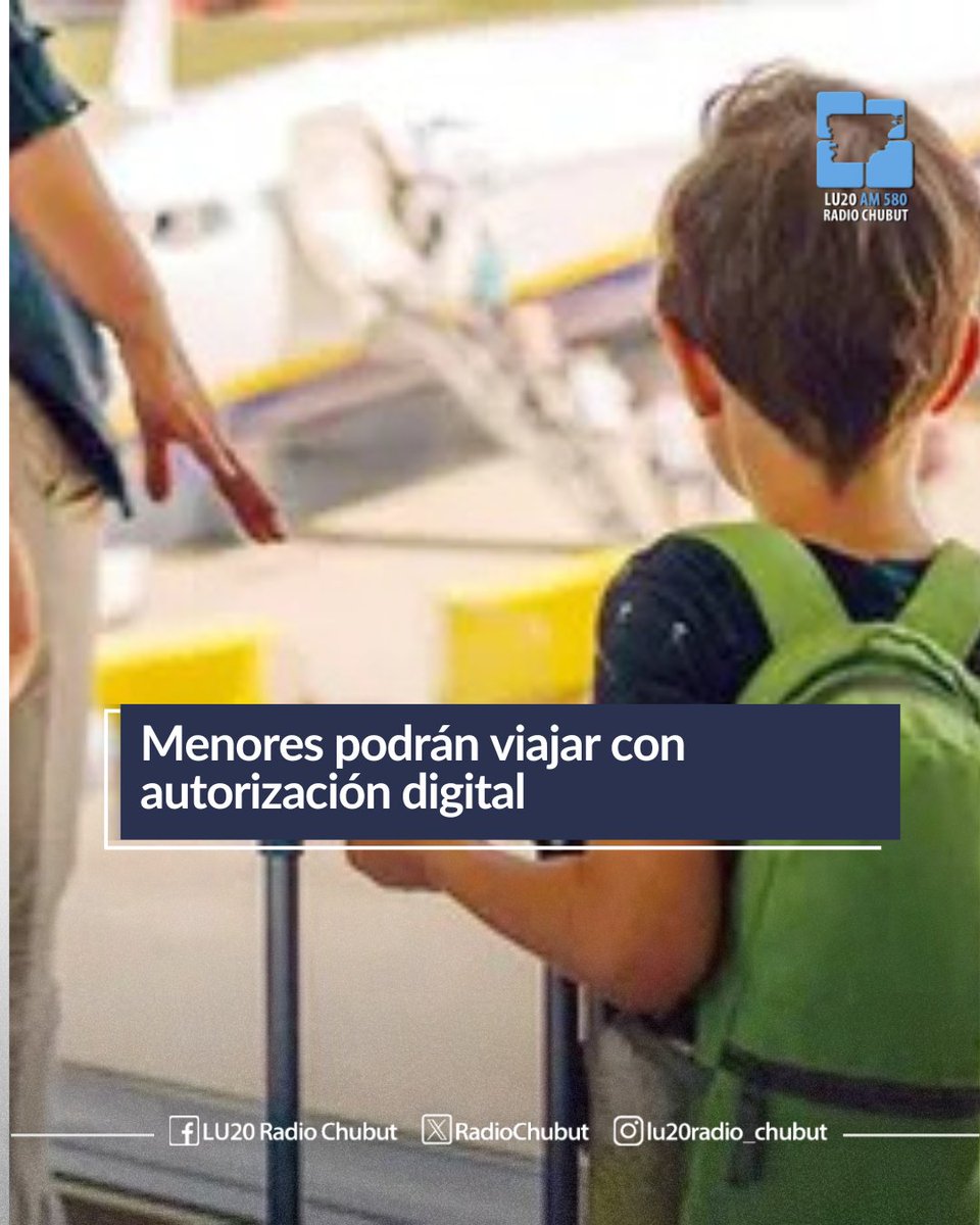 🔹Menores podrán viajar con autorización digital

📌En comunicación con Radio Chubut, el Dr. Alberto Cohen, abogado capacitado en migraciones, explicó las recientes modificaciones en el régimen migratorio, especialmente en lo que respecta a los menores. El decreto 366 de este año