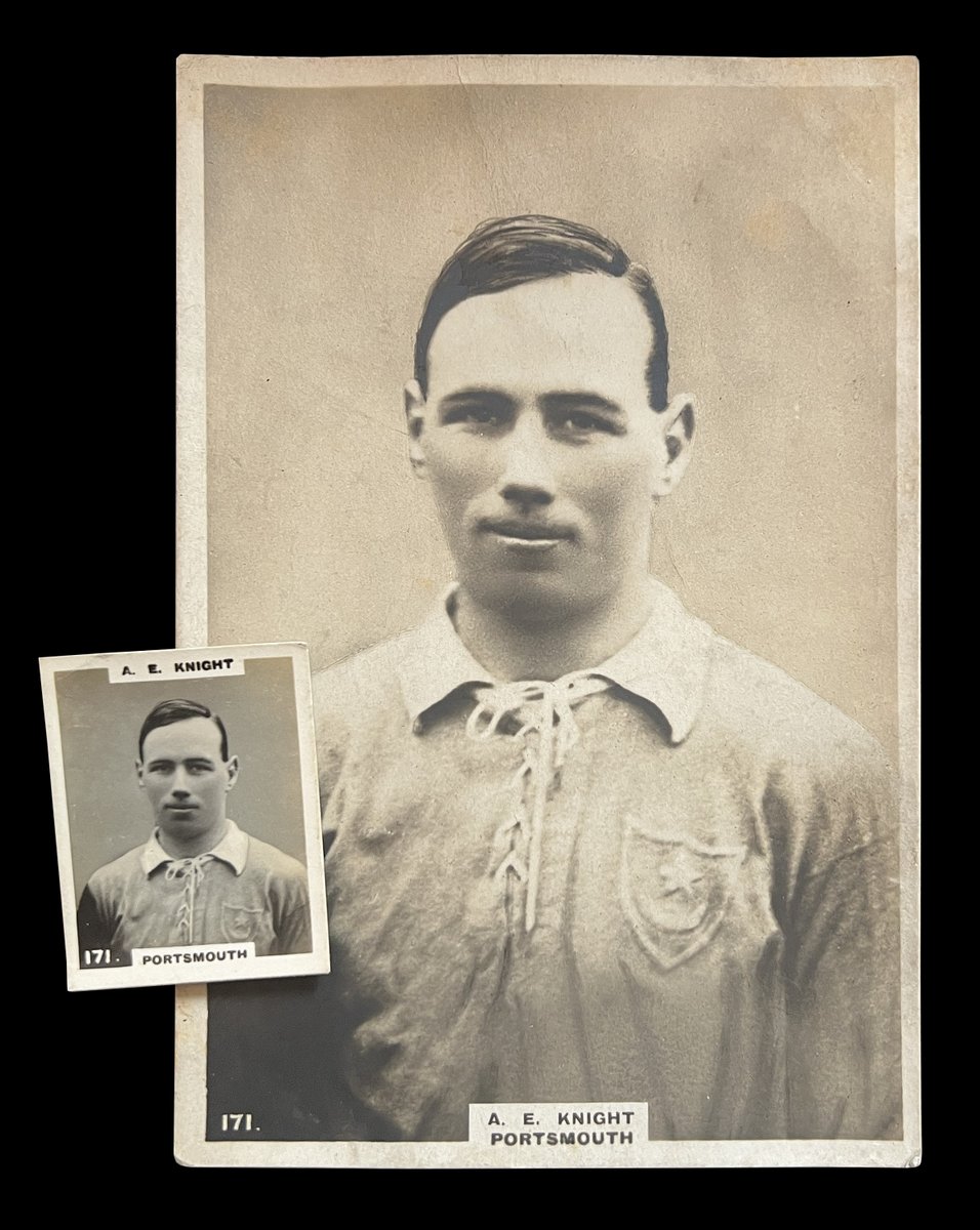 PompeyCards's tweet image. A scarce 'cabinet' card of Arthur Egerton Knight – these postcard-size portraits could be sent away for in exchange for 25 of the smaller cards which were issued in packets of Godfrey Phillips' Pinnace brand cigarettes between 1920-1923. #Pompey #PompeyHistory
