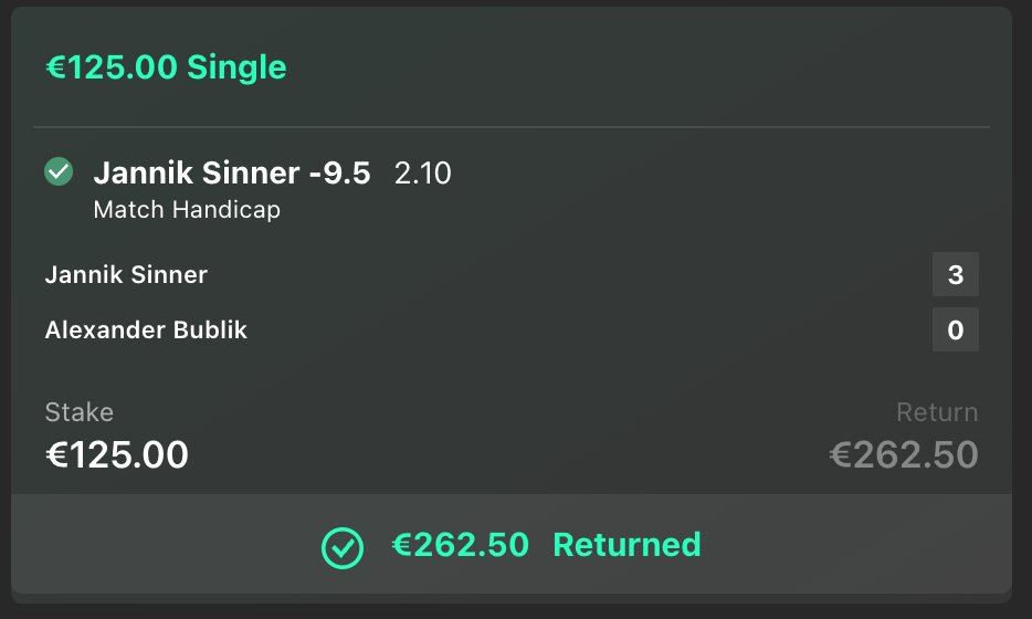 ✅ And another winner just came through

🤝 Tennis treating us well with no NBA!