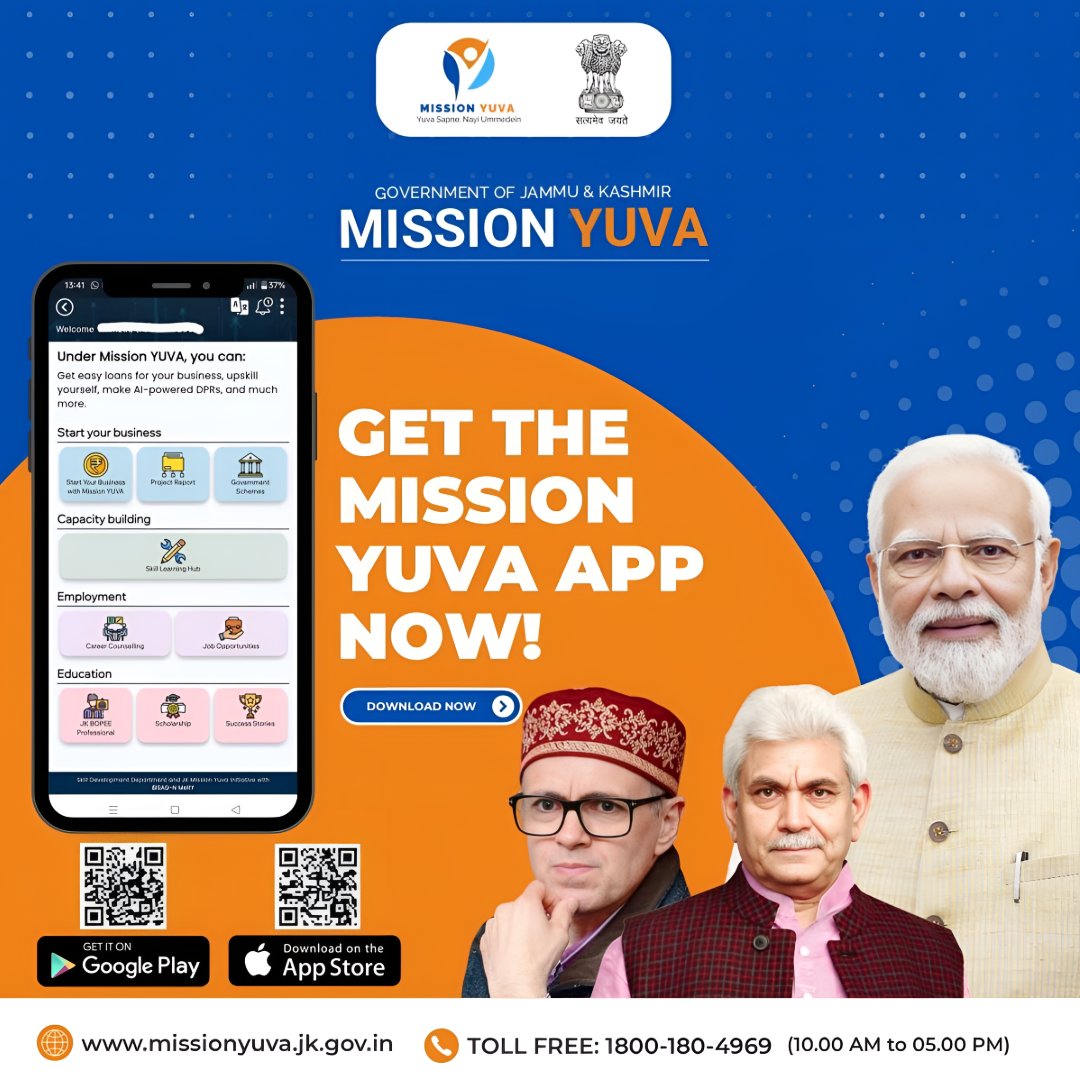 Mission YUVA – Yuva Sapne, Nayi Ummidein! 🚀 The youth of #JammuAndKashmir are dreaming big &amp; building bold.From startups to skills, they’re leading change with confidence, creativity &amp; courage.  A new #JammuKashmir is rising — powered by its youth!