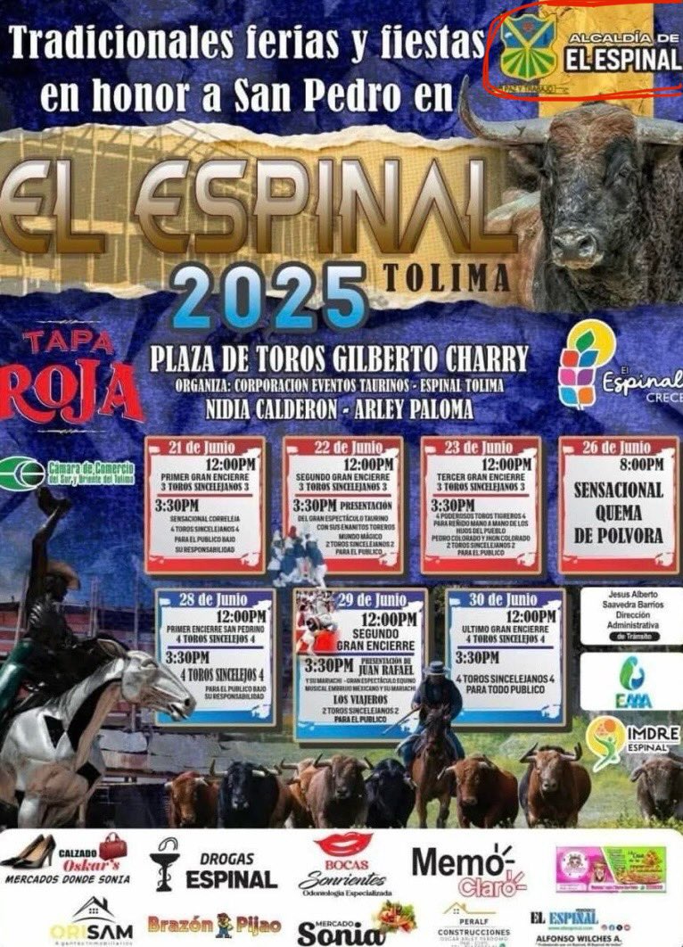 andreanimalidad's tweet image. Alcalde @willygutierrezz #Espinal : 300 heridos y 4 muertos (2022) + una sociedad en evolución moral + una sentencia de la @CConstitucional deberían bastarle para NO autorizar la carnicería de las corralejas. 

Además, ¿Cómo permite usar el logo de la alcaldía en la pieza…