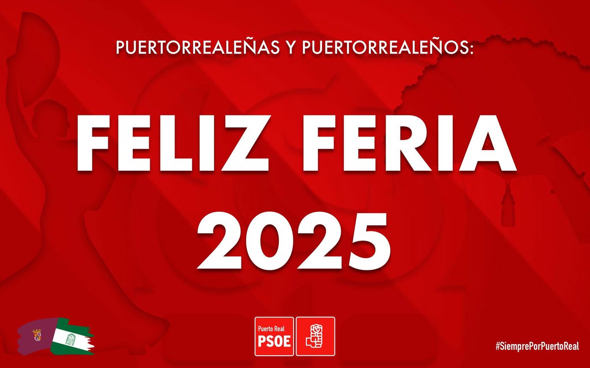 Vecinos y vecinas de Puerto Real, la familia Socialista os queremos desear FELIZ FERIA 2025.

¡NOS VEMOS EN LA CASETA DEL PUEBLO!

#SiemprePorPuertoReal #NuestroFuturo