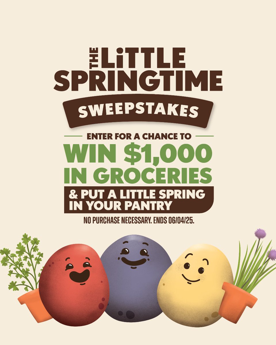 It's your last day to enter our Little Springtime Sweepstakes! 🌷

Enter for a chance to win by 8pm EST at thelittlespringtimesweepstakes.com
(One entry per person!)

NO PURCH NEC. SEE RULES. ENDS 06/04/25.