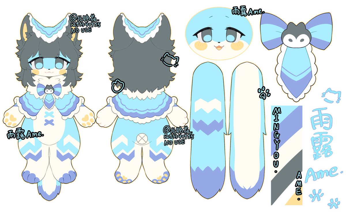 🎨双视图×2☀️
第一张是亲友的委托，第二张是我的新小猫【雨露Ame】🩵💙🐱♡(.◜ω◝.)♡