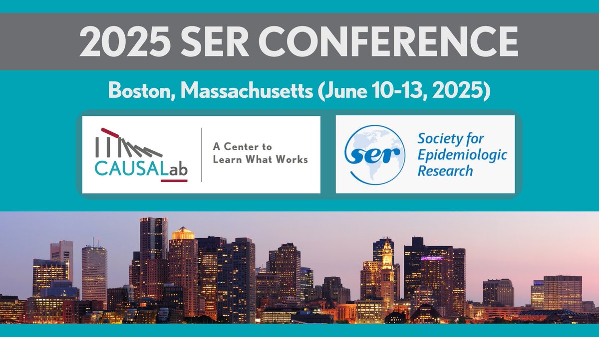 Are you attending SER 2025?

The annual SER (<a href="/societyforepi/">SER</a>) Conference is next week in Boston, MA (June 10-13, 2025). Be sure to stop by sessions featuring <a href="/CAUSALab/">CAUSALab</a> team members!

Access the conference schedule:
epiresearch.org/annual-meeting… #causalinference #publichealth