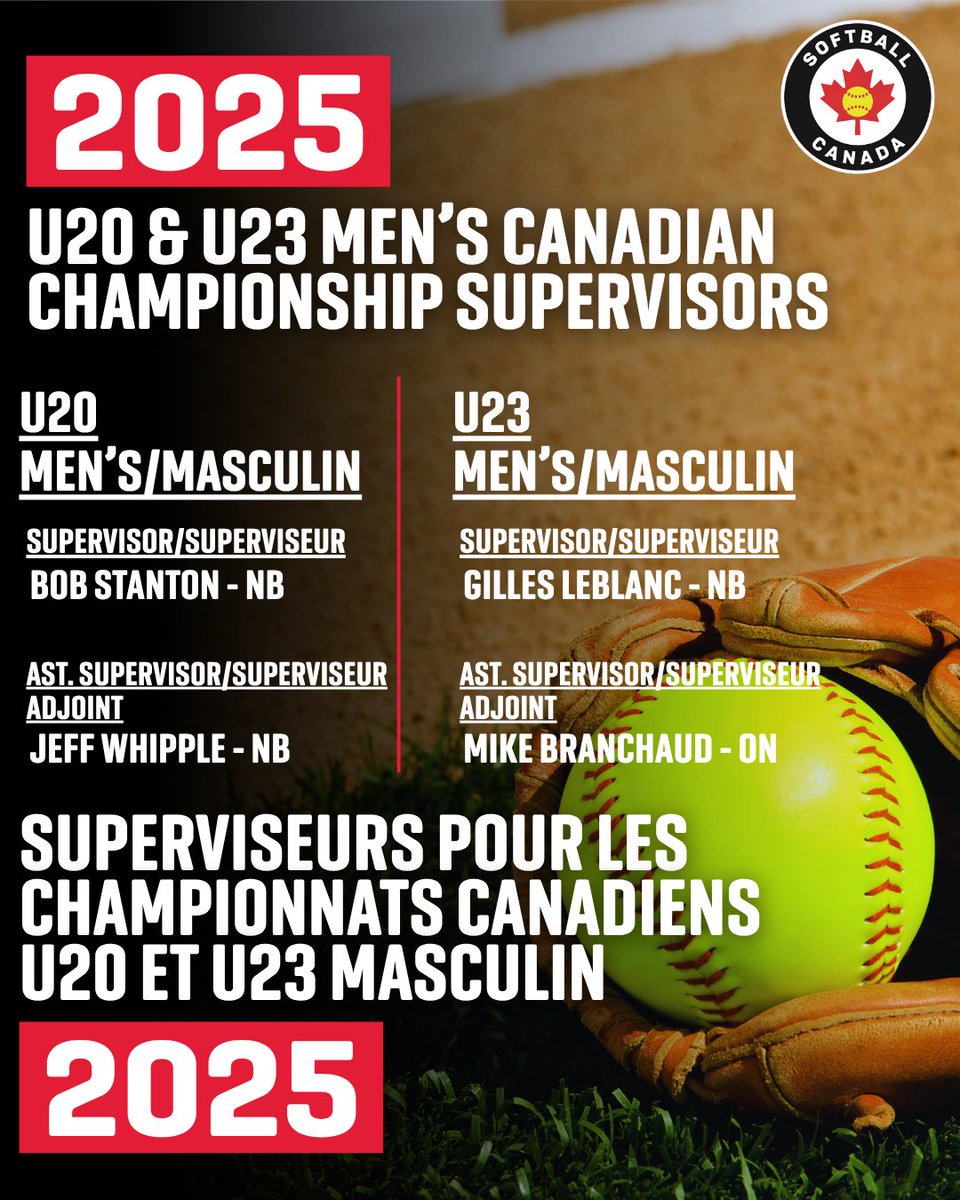 🚨Umpires and Supervisors Announced🚨

We’re excited to announce our incredible team of umpires and supervisors for the upcoming U20 Men’s Canadian Championships, that will be taking place from July 30 – August 3 in Saskatoon, Saskatchewan.

The U23 Men’s Canadian Championships