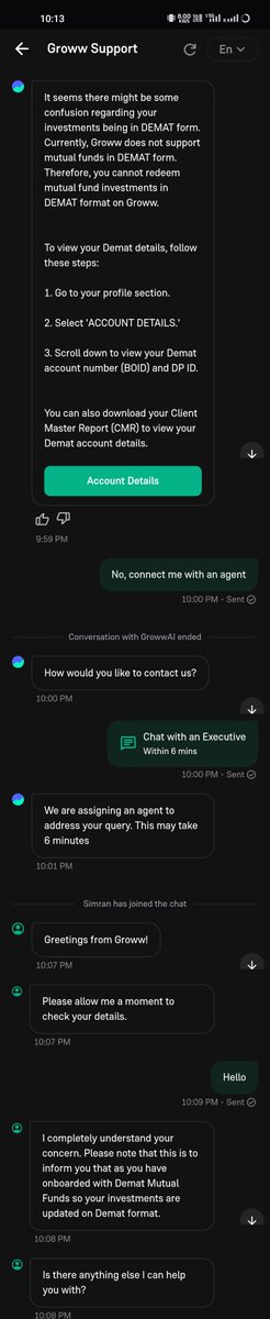 i_m_vinay's tweet photo. @_groww @Growwamcltd  @Growwamcltd @lkeshre I'm a Groww user, but suddenly my MF investments were out into Demat holding without any information. Please see the screenshot the contradictory comment you are giving. I want my money back. I don't want my holdings in Demat form. https://t.co/fpvZ7pO6tN