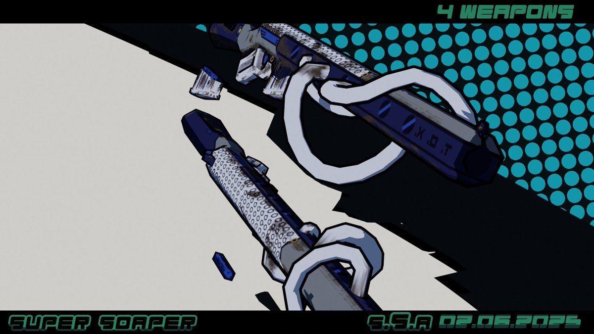 AgnerStag's tweet photo. Here's a render of all 4 weapons that I have designed for our videogame project - Super soaper. 

The fourth weapon - Toxomorphic repeater is to be mostly held by the previously posted - "Septist" enemies. Maybe by the player too.   #3dart #gamedev #blender #retrogames https://t.co/RN1TzneiD5