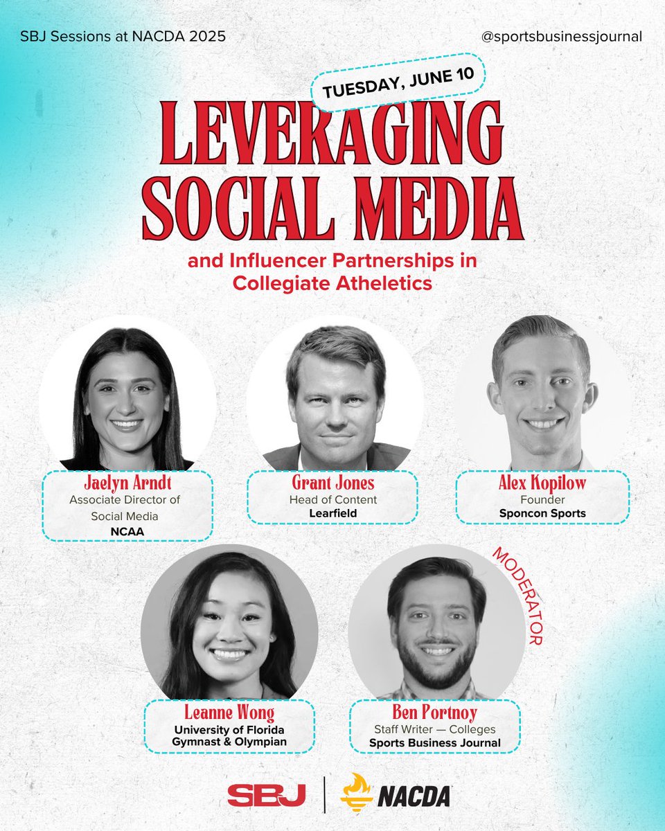 Alex Kopilow (@alexkopilow) on Twitter photo Excited to be heading to NACDA for the first timeโand as a speaker ๐
I'll be joining a <a href="/SBJ/">Sports Business Journal</a> panel: โLeveraging Social Media and Influencer Partnerships in Collegiate Athletics.โ
Let me know if you'll be in Orlando! Excited to be heading to NACDA for the first timeโand as a speaker ๐
I'll be joining a <a href="/SBJ/">Sports Business Journal</a> panel: โLeveraging Social Media and Influencer Partnerships in Collegiate Athletics.โ
Let me know if you'll be in Orlando!