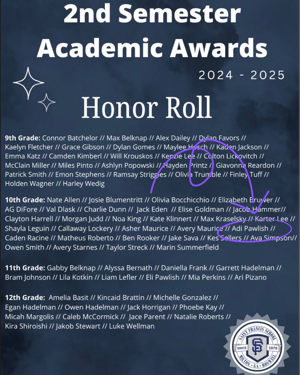 Hard work pays off! 2nd semester Honor Roll to close out my sophomore. Week 2 of my summer internship is underway.
#studentathlete #alwaysworking #alwaysimproving
<a href="/saint_softball/">Saint Francis High School Softball</a> <a href="/Ga__Unity/">GA UNITY</a>