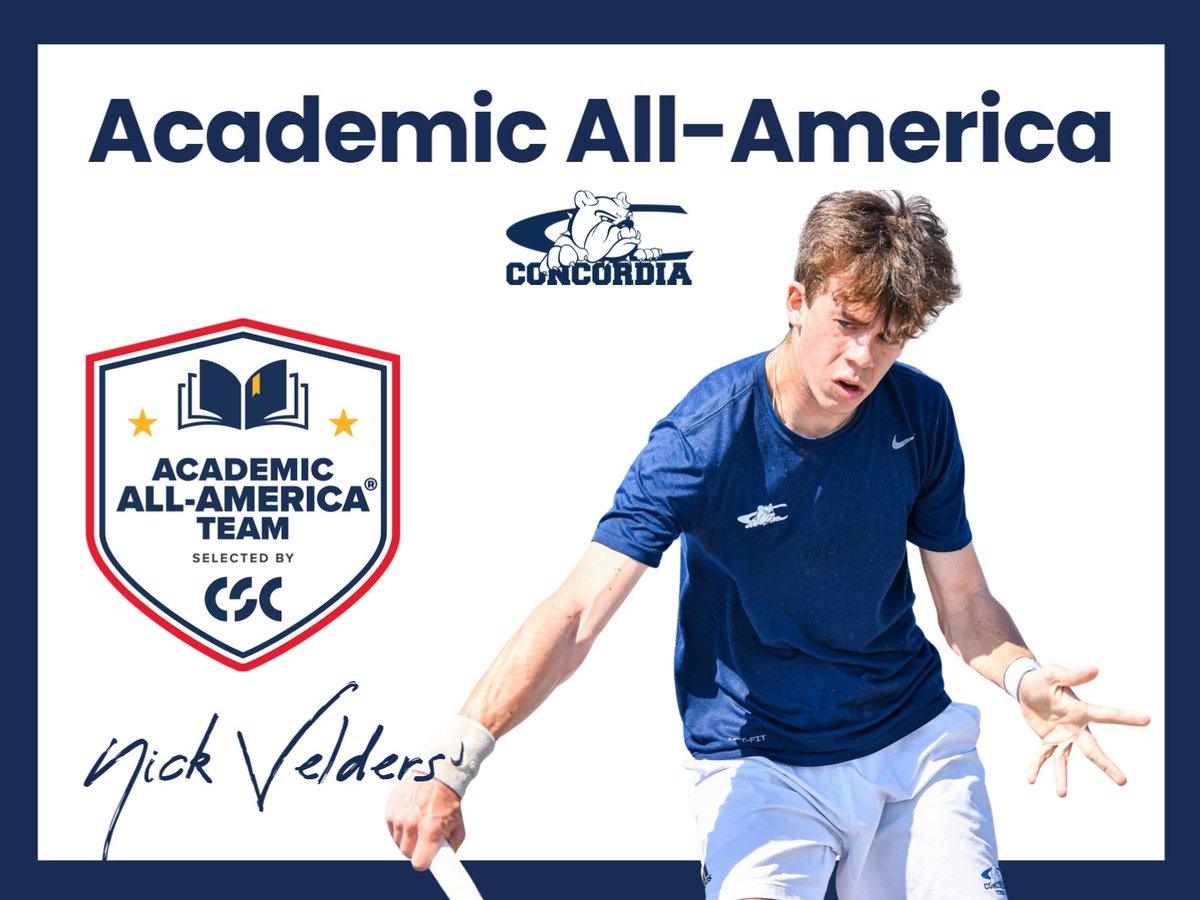 ⭐ CSC Academic All-American ⭐
➡️ First Team

🎾 Nick Velders | Gelderland, Netherlands

📝 2025 NAIA Second Team All-American | 2025 GPAC Player of the Year | Program record holder for singles wins in a season (19).

🔗 cune.edu/athletics/team…