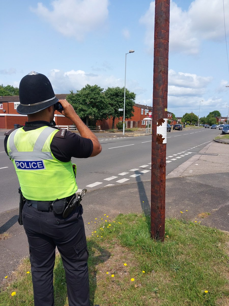 Today officers were out in the Tile Cross area conducting speed checks to help tackle dangerous driving and protect our communities #slowdown #roadsafety #communitypolicing