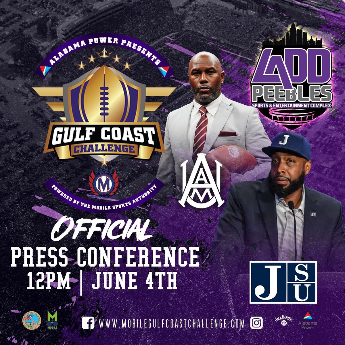 From The Hill Podcast (@fromthehill1875) on Twitter photo Gulf Coast Challenge press conference today at noon #AAMU #JSU
<a href="/AamufbR/">Alabama A&M Football</a> <a href="/gojsutigersfb/">Jackson State Football</a> <a href="/Coach_Sam_Shade/">Coach Sam Shade</a> <a href="/CoachTaylor010/">T.C. Taylor</a> Gulf Coast Challenge press conference today at noon #AAMU #JSU
<a href="/AamufbR/">Alabama A&M Football</a> <a href="/gojsutigersfb/">Jackson State Football</a> <a href="/Coach_Sam_Shade/">Coach Sam Shade</a> <a href="/CoachTaylor010/">T.C. Taylor</a>