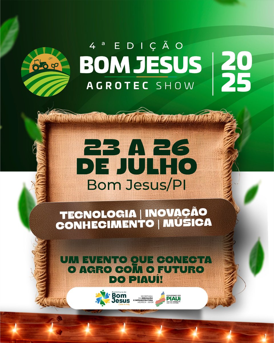 guocombr's tweet photo. Bom Jesus Agrotec Show 2025, de 23 a 26 de julho, com uma programação recheada de inovação. Bom Jesus – PI! Vem aí o Bom Jesus Agrotec Show 2025, de 23 a 26 de julho, com uma programação recheada de inovação, tecnologia e muito conteúdo voltado para o agronegócio do estado! https://t.co/j9SStJhE8N