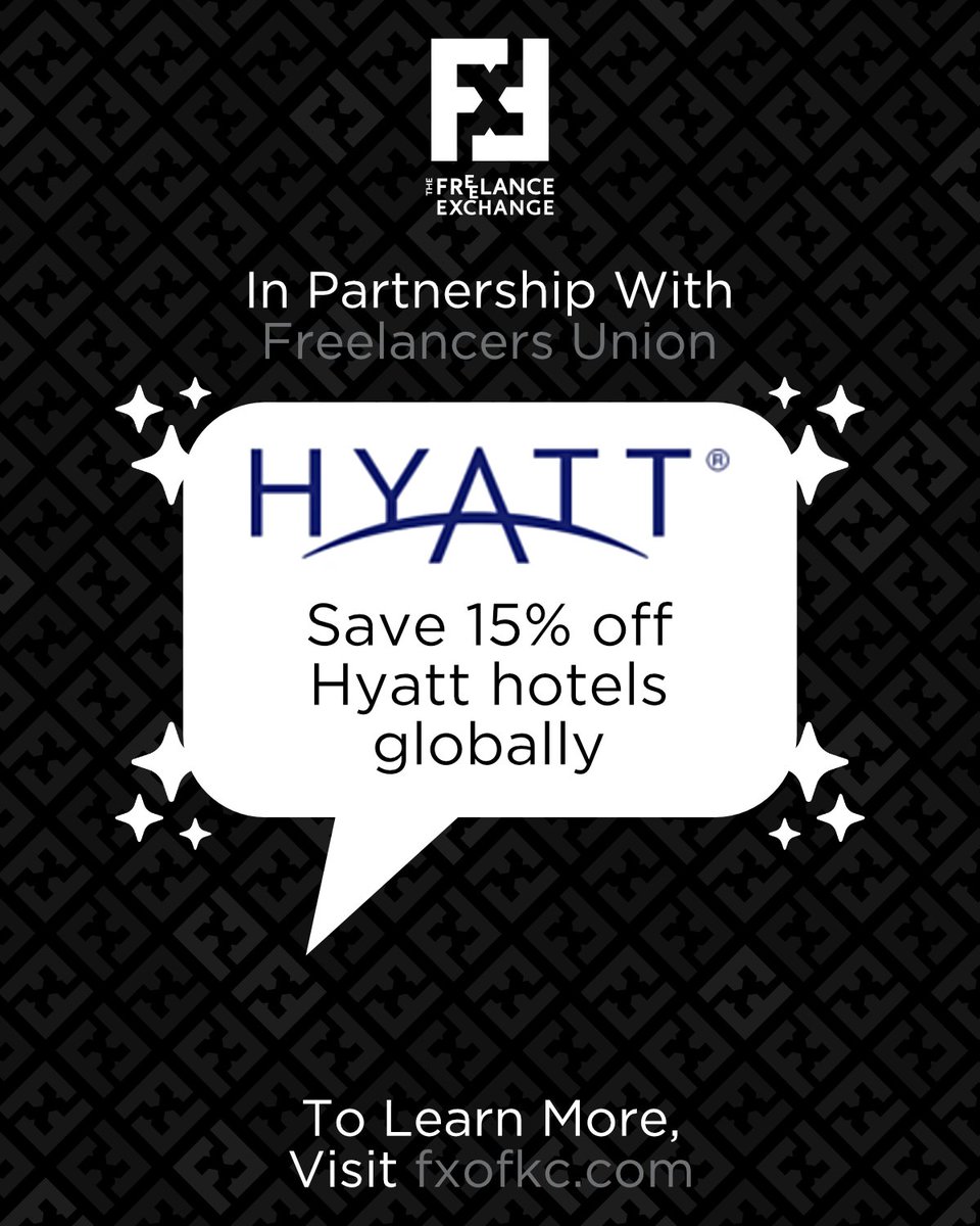 FX members get prime benefits thanks, in part, to our partnership w/ Freelancers Union, including this one: Save up to 15% on qualifying stays at any participating Hyatt hotel across the globe. Claim your benefit by logging in on our website: bit.ly/3b0mdIm