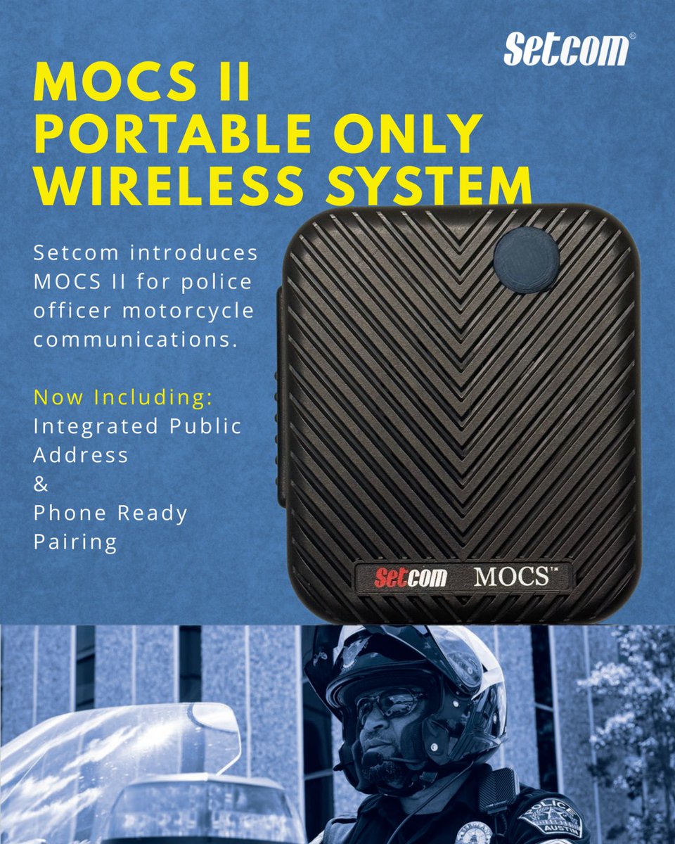 Setcom's tweet image. 🚨New MOCS II Wireless is here!
Clearer comms. Total freedom. Now with cell phone + PA integration for next-level connectivity on the road.
Built for motor units. Trusted by the best.
#MOCSII #Setcom #PoliceComms #MotorUnit