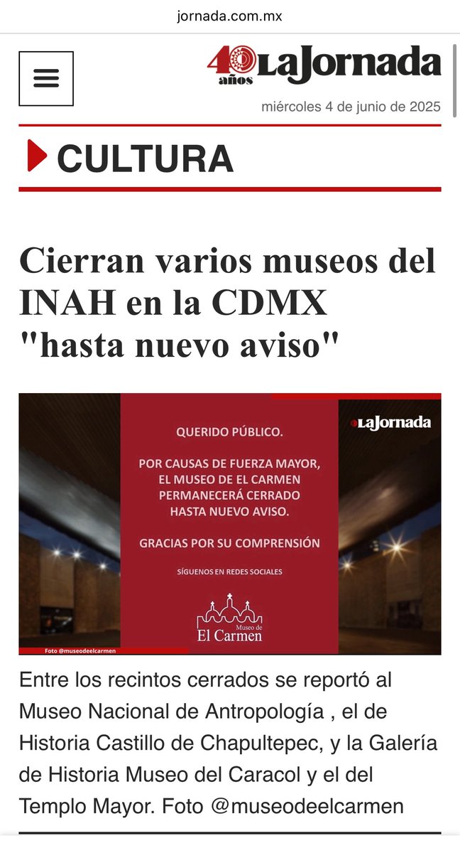 LunaDeCafe's tweet photo. Otro logro de @ClaraBrugadaM iztapalizando la CDMX, no les gusta la cultura y cierran museos tan importantes como el de Antropología que por cierto irónicamente le acaban de dar el premio de Asturias. https://t.co/U4vBVSkrMf