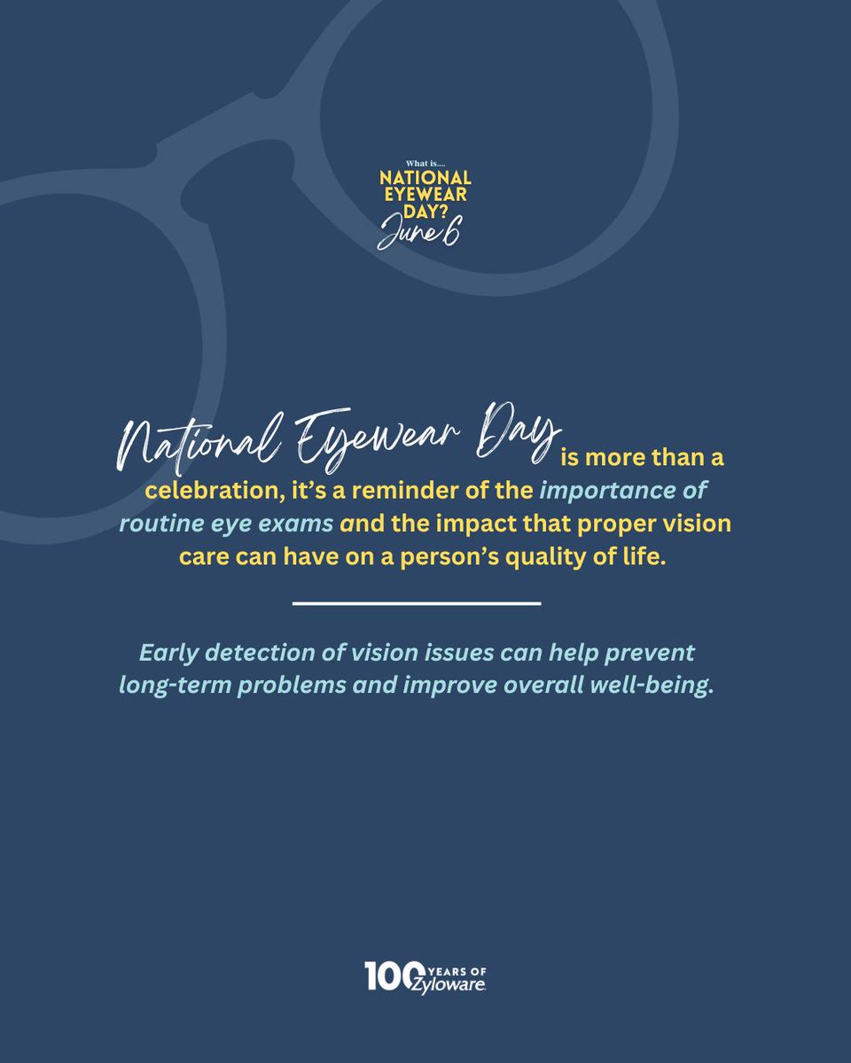 National Eyewear Day is this Friday, June 6th! 👓 📅 🕶️

Brought to you by <a href="/ZylowareEyewear/">Zyloware</a>, #NationalEyewearDay shines a spotlight on the importance of eye health, comprehensive eye exams, and of course—the power of great eyewear.