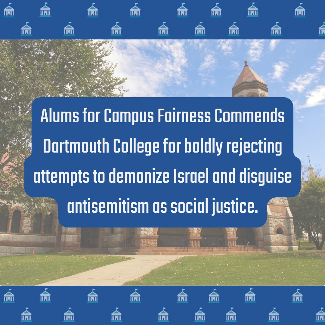 CampusFairness's tweet image. ACF stands with @Dartmouth for refusing to legitimize antisemitism and defending academic values with the rejection of a biased divestment proposal.