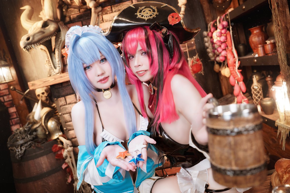 Mapleiiz's tweet photo. Should Mast give the orders… or should Anchor do the pleading? 

This Valentine’s, we’re doubling the love just for you~

 Sweet maid moments are waiting just for you~ 

 #NIKKEAnniversary #NIKKEcosplay #NIKKE #RomanticValentine #Mast #Anchor #MaidCosplay #CuteCosplay https://t.co/lPNx0kBx83