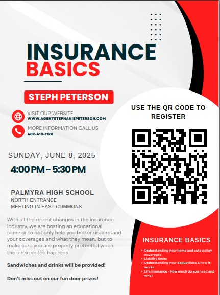 Learn more about insurance this Sunday in Palmyra from Steph Peterson!