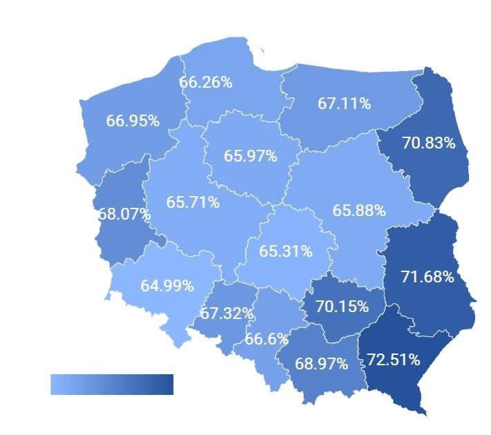 Dużo się mówi o Polsce podzielonej …No to patrzcie jak wygląda mapa zdawalności matury z języka polskiego :) „Takie będą Rzeczypospolite, jakie ich młodzieży chowanie” … #edukacjagłupcze #Wybory2025 #Polska