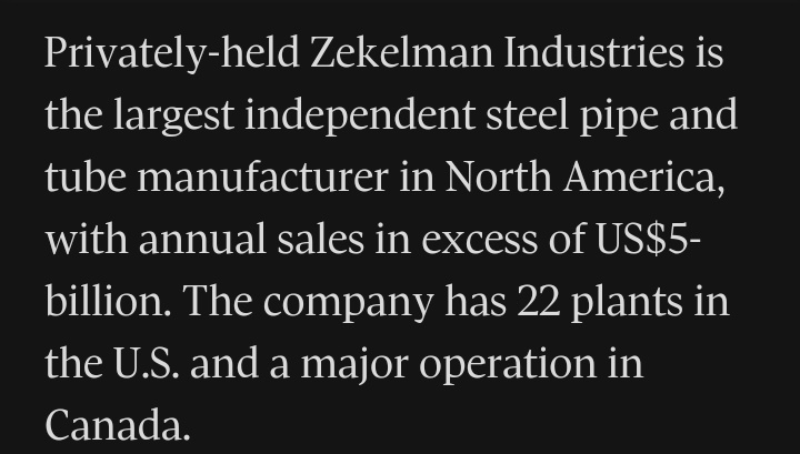 Breaking News: Primarily American Steel Company sides with America in trade war, pushes for Canada to become a vassal state to increase his profits.

Let's do him a solid and buy-out his only Canadian holding so he can live his best life across the border.