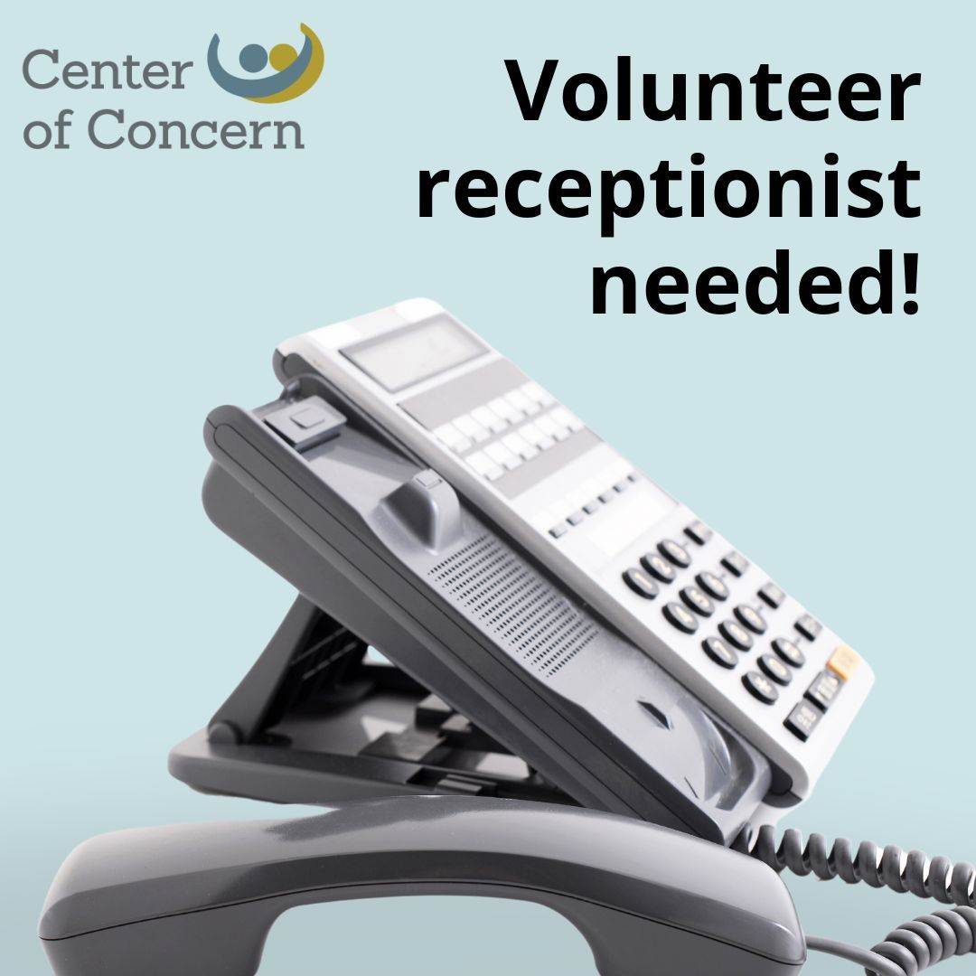 Volunteer receptionists needed for summer! Gain valuable experience, volunteer in a supportive office environment, and give back to your community while helping Center of Concern's clients. Call 847-823-0453 or visit centerofconcern.org/volunteer to learn more!
