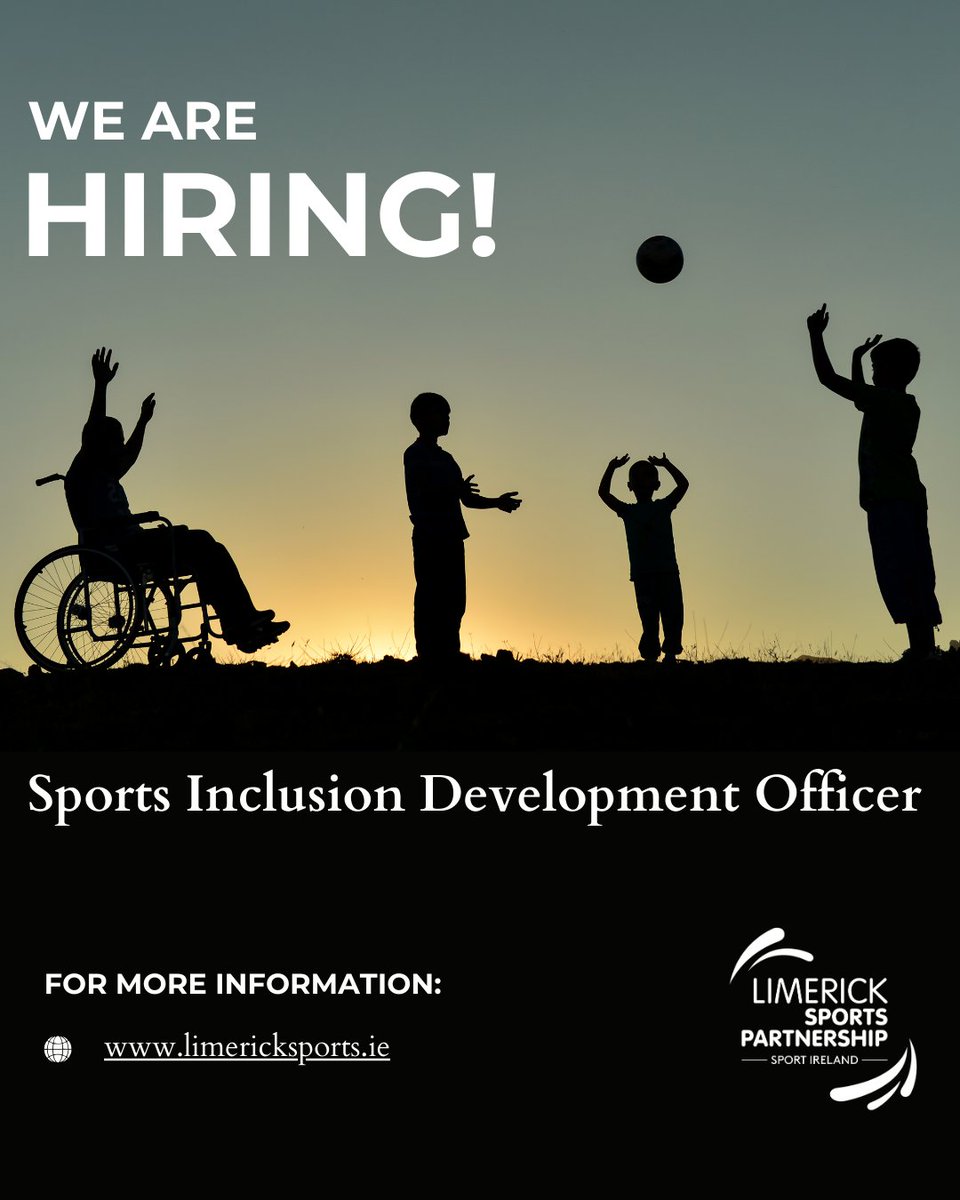 Limerick Sports (@limericksports) on Twitter photo 📣We Are Hiring:
⭐ LSP Sports Inclusion Development Officer (SIDO)
📅 Application closing date: Wednesday 11th June, 2025.
For job description/info:
🔗 limericksports.ie/recruitment-op…
<a href="/Limerick_ie/">Limerick.ie</a> <a href="/sportireland/">Sport Ireland</a> <a href="/PessLimerick/">PESS @ UL</a> <a href="/TUS_Midwest/">Technological University of the Shannon: Midwest</a> <a href="/UL/">University Of Limerick</a> <a href="/LimerickCouncil/">Limerick Council - Comhairle Luimnigh</a>
#JobsInSport 📣We Are Hiring:
⭐ LSP Sports Inclusion Development Officer (SIDO)
📅 Application closing date: Wednesday 11th June, 2025.
For job description/info:
🔗 limericksports.ie/recruitment-op…
<a href="/Limerick_ie/">Limerick.ie</a> <a href="/sportireland/">Sport Ireland</a> <a href="/PessLimerick/">PESS @ UL</a> <a href="/TUS_Midwest/">Technological University of the Shannon: Midwest</a> <a href="/UL/">University Of Limerick</a> <a href="/LimerickCouncil/">Limerick Council - Comhairle Luimnigh</a>
#JobsInSport