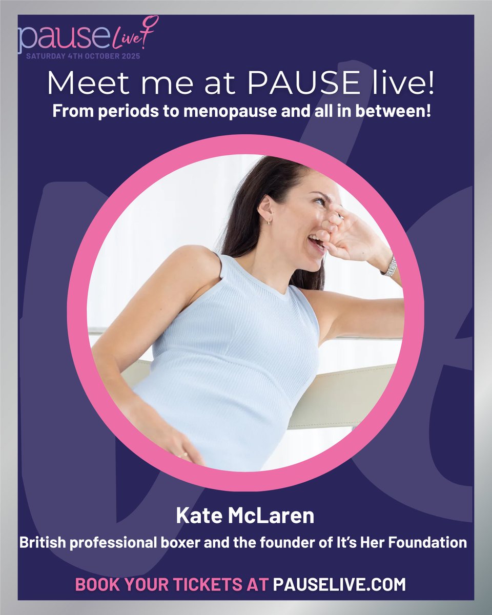 PauseMIA's tweet photo. PAUSE Live Announcement! 
We’re excited to welcome Kate McLaren, women’s health advocate, to the From Periods to Menopause and All in Between panel! Don’t miss this empowering conversation on navigating hormonal health.

Book now: https://t.co/Ul7DM6dgFz

#PAUSELive #WomensHealth https://t.co/1NIlRFwkXw